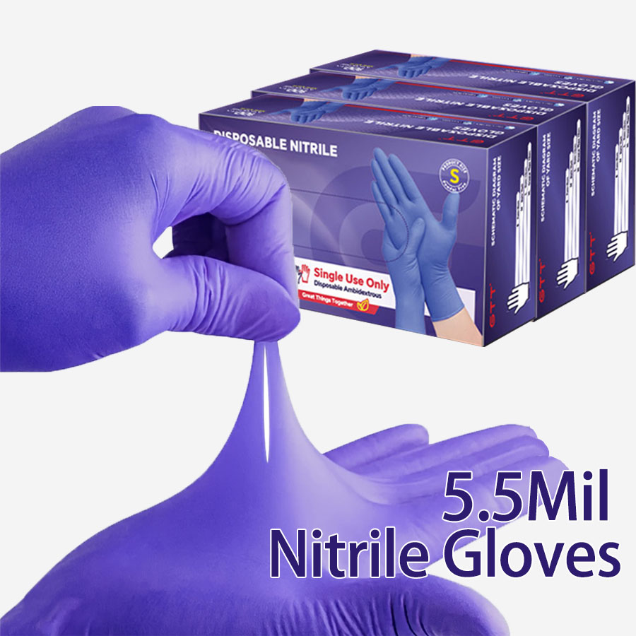 Exam Glove Nitrile - 200枚入り使い捨てニトリル手袋 5ミル パウダーフリー ラテックスフリー ダークパープル ニトリル検査用手袋