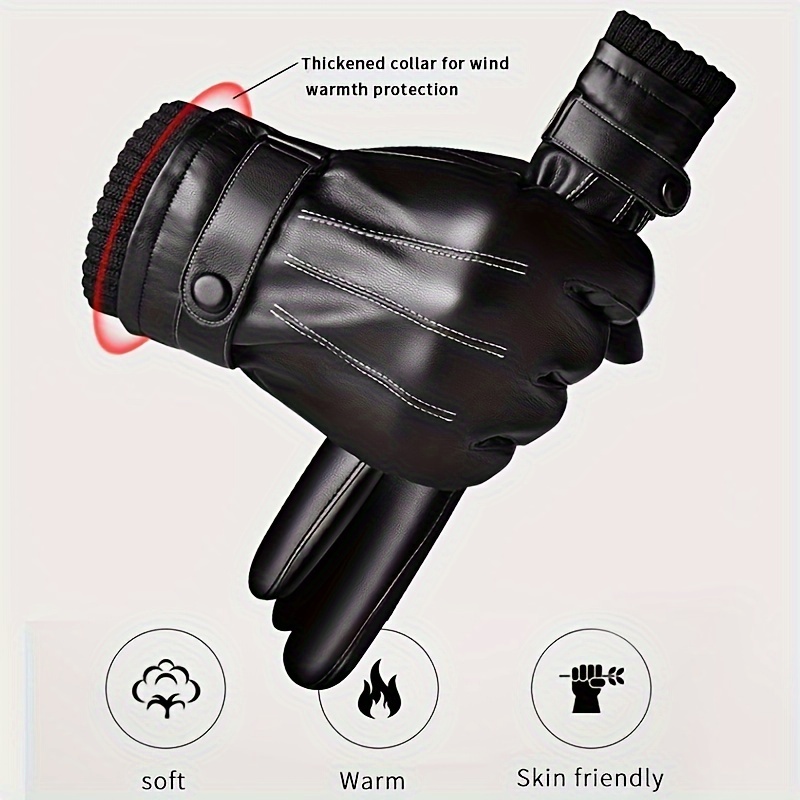 Leather Driving Glove - 1ペア 冬用手袋 暖かい 運転用 オートバイ フルフィンガー