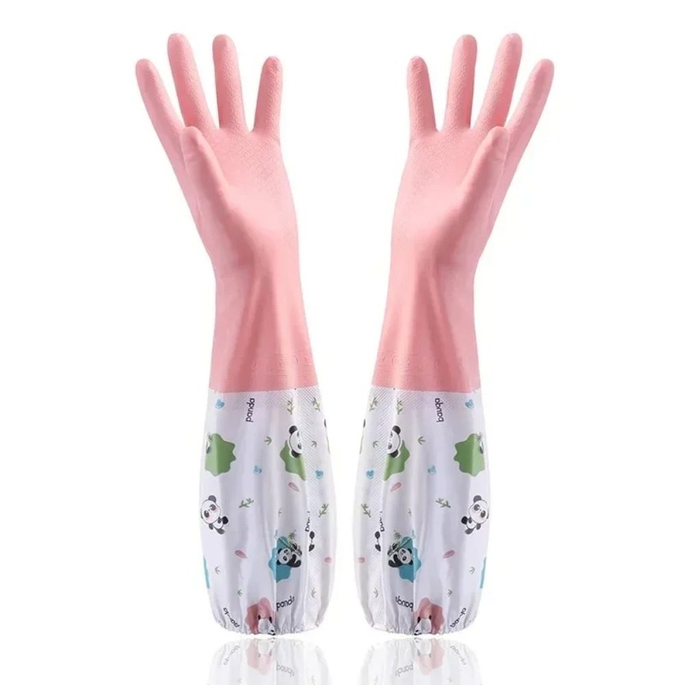 Dish Glove Rubber - 女性用防水ゴム製キッチン手袋、食器洗い、掃除、洗濯に適した耐久性のある長尺タイプ、快適なフィット感で家事に最適