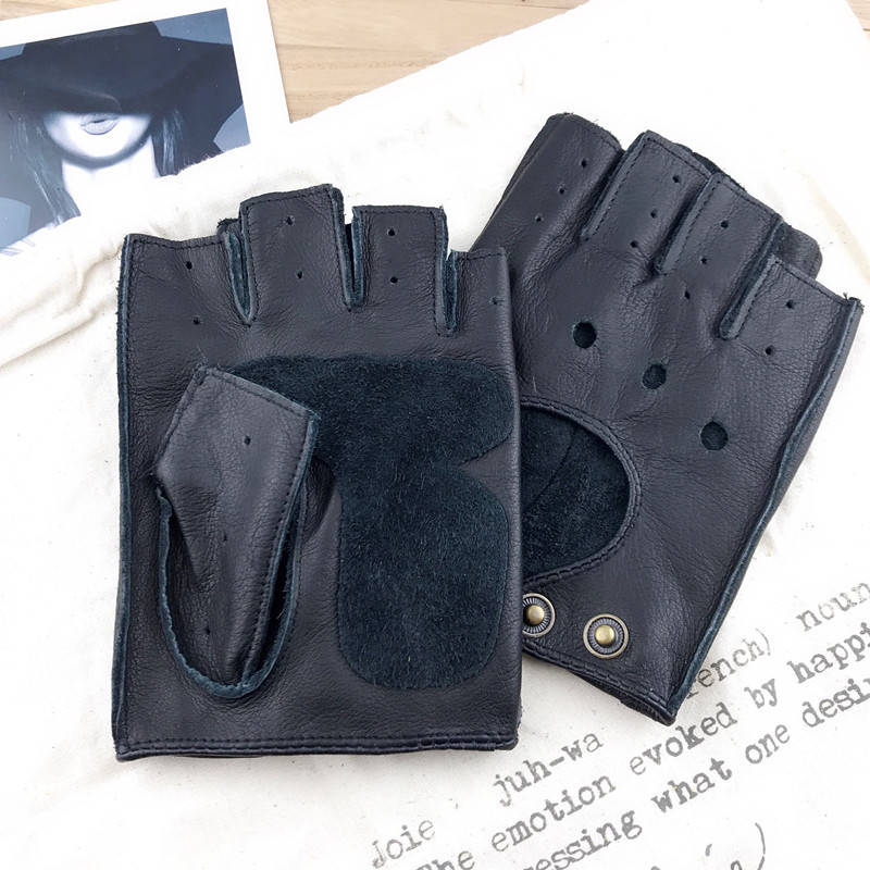 オートバイレトロ機関車ライディング牛革ハーフフィンガーメンズ - Leather Driving Glove のレビューと価格
