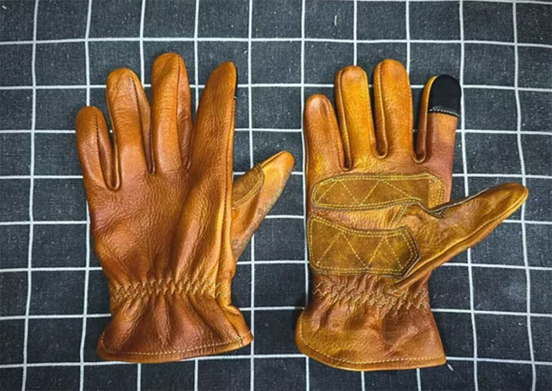 レトロなオートバイの手袋,本革,手作り,フルフィンガー,タッ - Motorcycle Glove Knuckle のレビューと価格