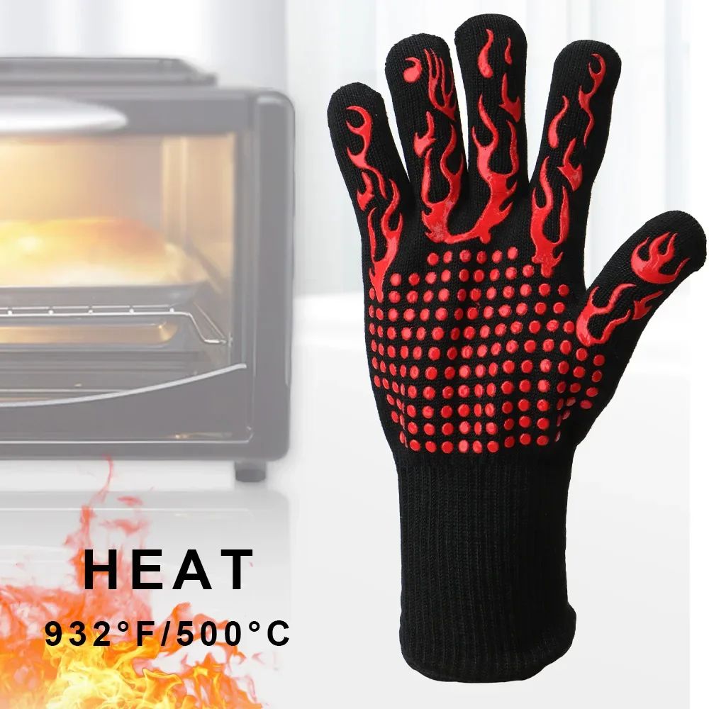 難燃性ノンスリップバーベキュー防火手袋電子レンジ手袋オーブン - Oven Mitt Silicone のレビューと価格