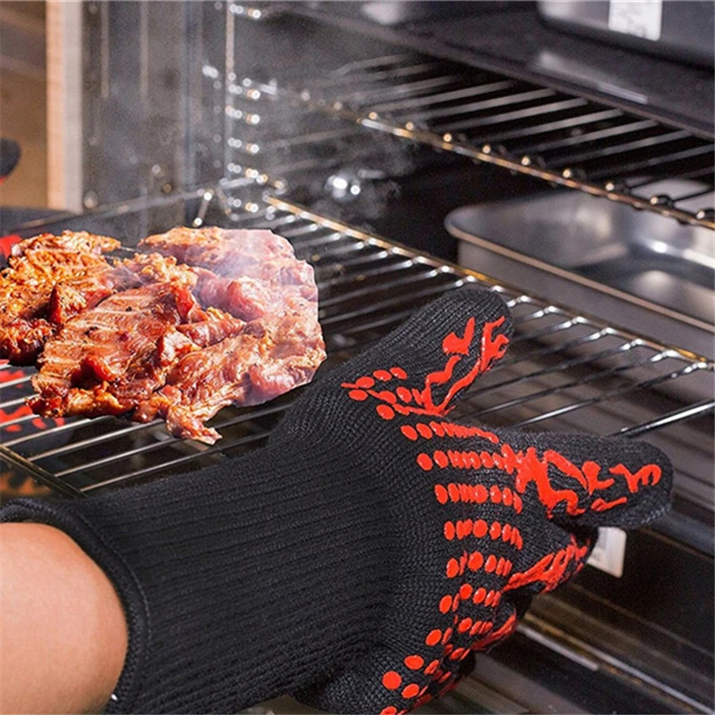 難燃性ノンスリップバーベキュー防火手袋電子レンジ手袋オーブン - Oven Mitt Silicone のレビューと価格