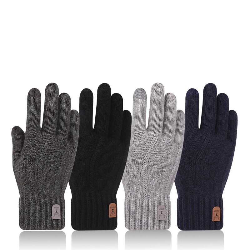 メンズ冬用暖かいウールニット手袋 フリース裏地付き タッチス - Wool Glove Lined のレビューと価格
