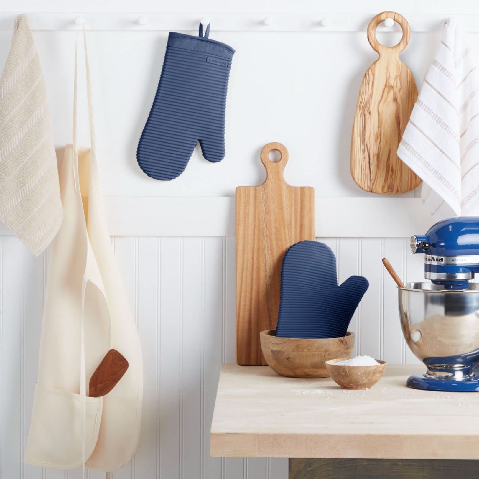 リブ付きソフトシリコンオーブンミットセット、ブルーヤナギ、2 - Oven Mitt Silicone のレビューと価格